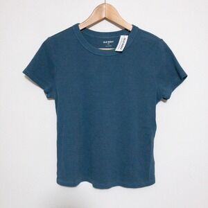 Old Navy Top Womens‎ L Blue Tide Water Snug Rib Tee Layer Basic Gift New